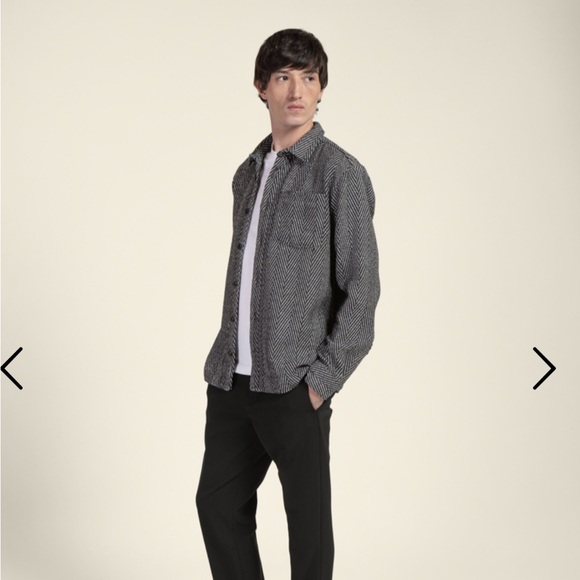 LARSSON & CO Black Herringbone Overshirt Men’s  Size Large Regular WORN ONCE - Picture 2 of 16